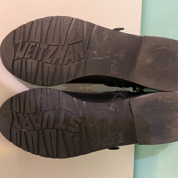 STUART WEITZMAN Black leather gold-tone metal studded Go West Ankle Boot Size 6 - Picture 7 of 12